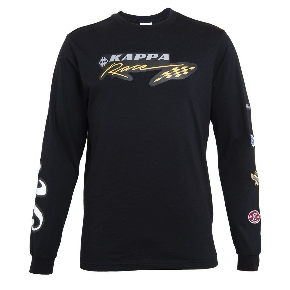Kappa Authentic Roadsta Long Sleeve Tee Black Size Large Patches Shirt